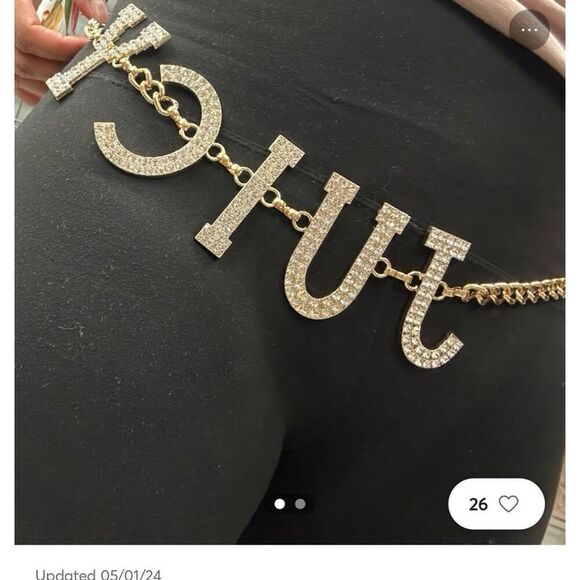 JUICY COUTURE pave logo gold ice CHAIN BELT LARGE/xl extra y2k og glam - Picture 5 of 7